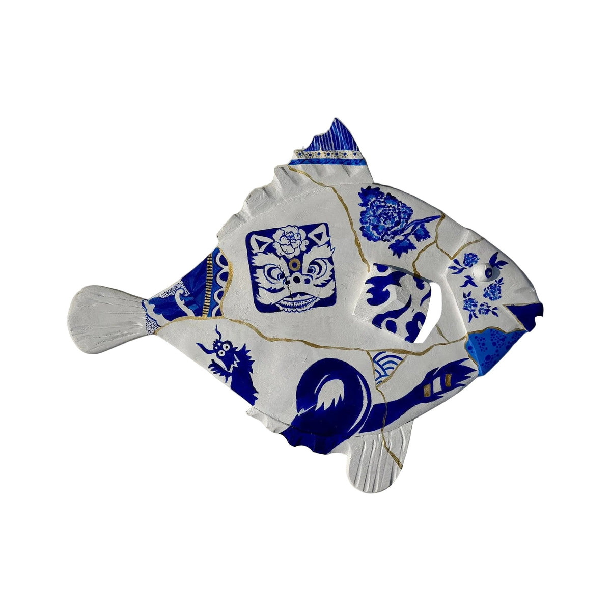Poisson « Kintsugi » — poisson en bois peint à la main